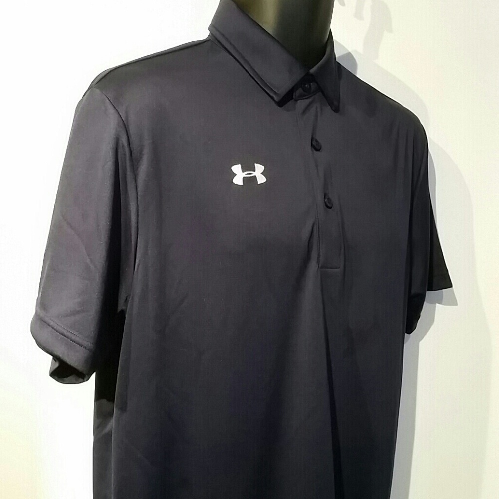 Mens Under Armour Polo Shirt Loose Blue SS Small